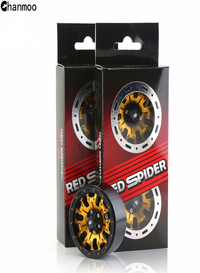 Chanmoo 1.9 RC Beadlock Wheels Rims With 12mm Hex 1.9 Inch Metal Wheel Hub For 1/10 RC Crawler Car SCX10 SCX10 II 90046 SCX10 III TRAXXAS TRX4 Axial Tamiya CC01 D90 1.9 RC Crawler Tires 4PCS (Gold) - Image 5